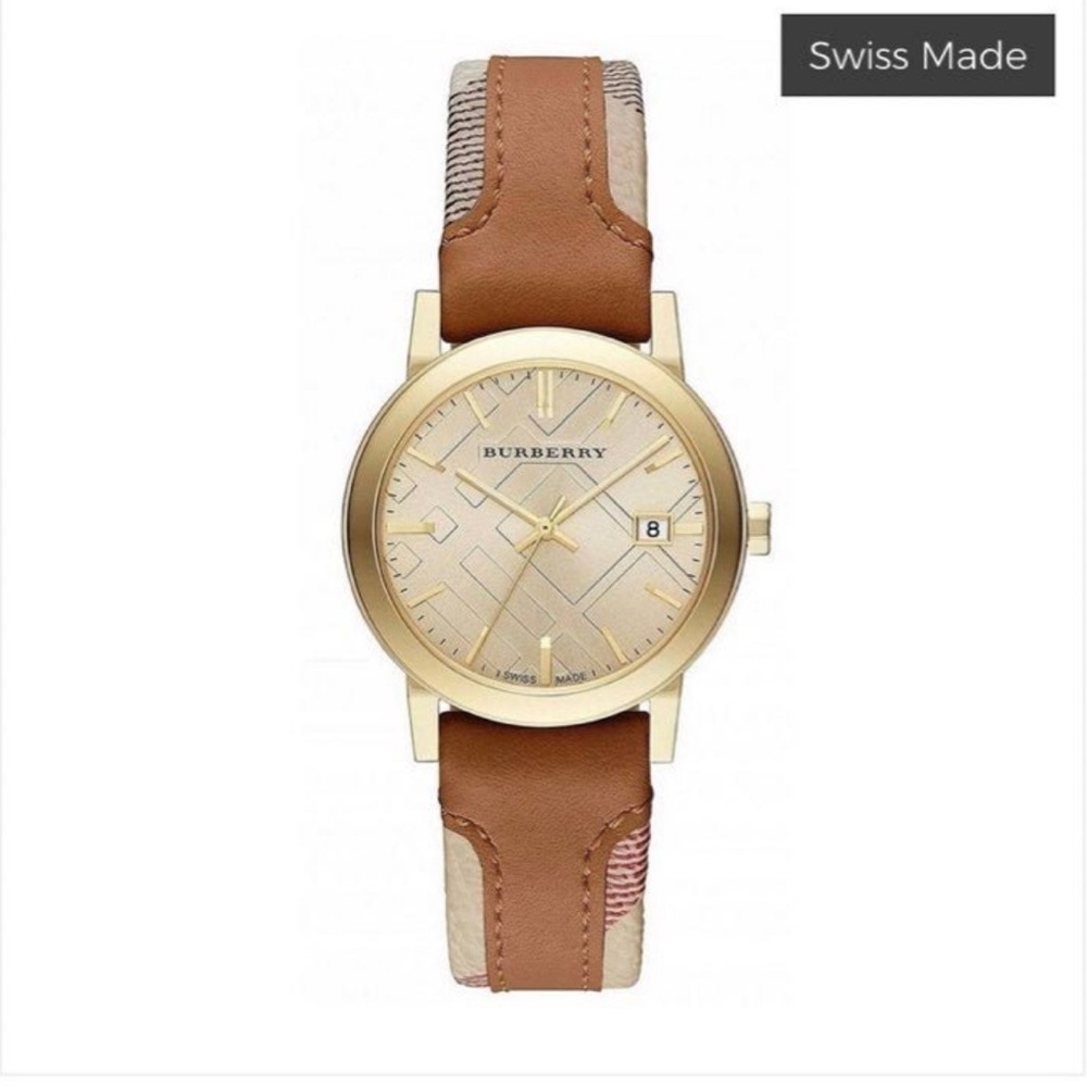 Burberry BU9133 Haymarket Gold Tone Women's Watch